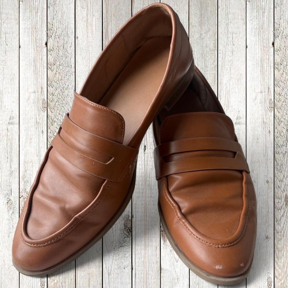 Women's Brown Penny Loafers Classic Preppy Slip On Shoes Size 8